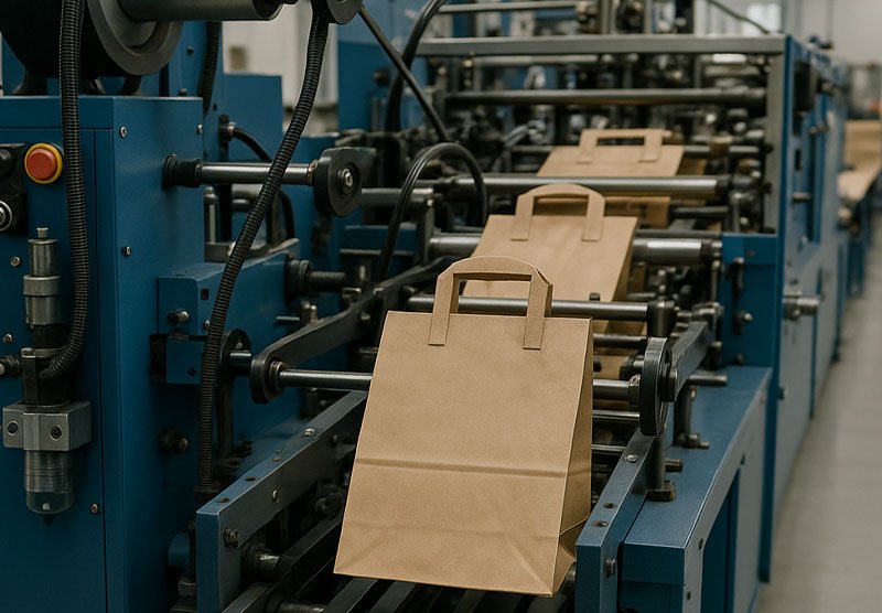modern paper bag machine in production