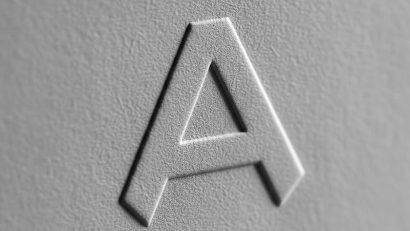 embossed logo close up