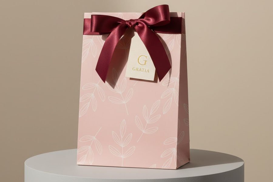 gift packaging with ribbon