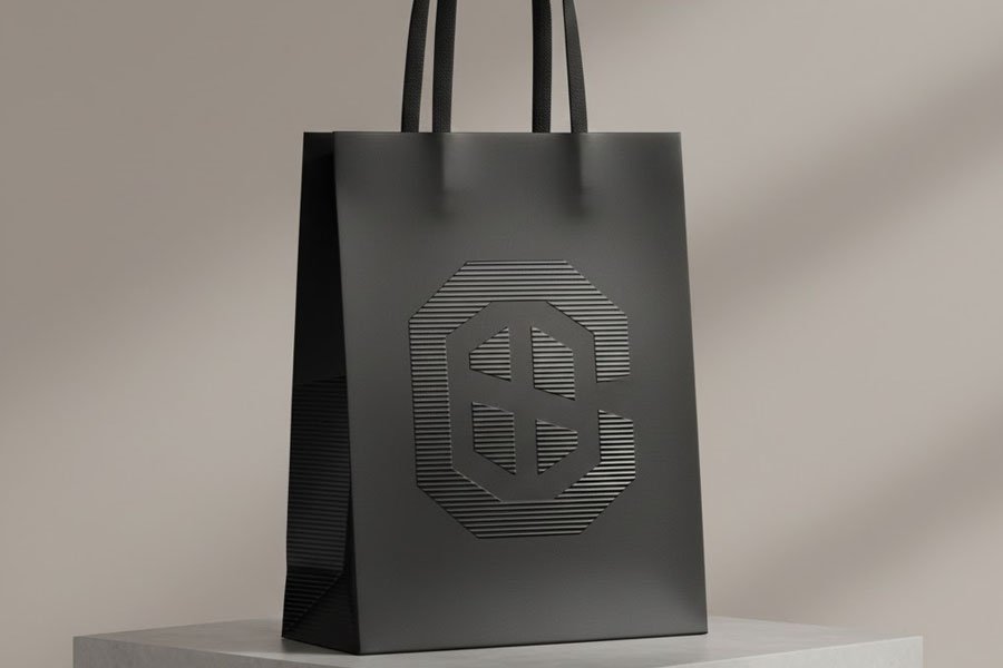 premium brand paper bag mockup