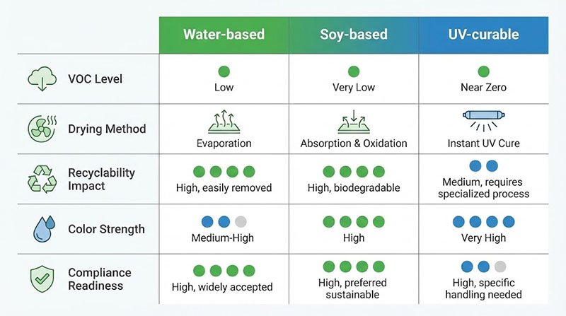 Jämförelsetabell för Eco-bläcktyper