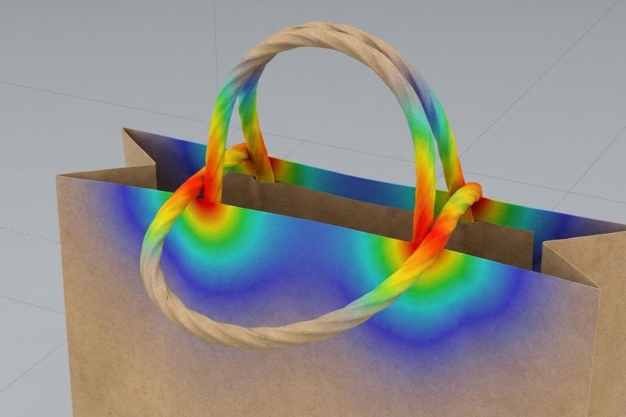 Graphique de répartition des contraintes sur une poignée de papier sous charge