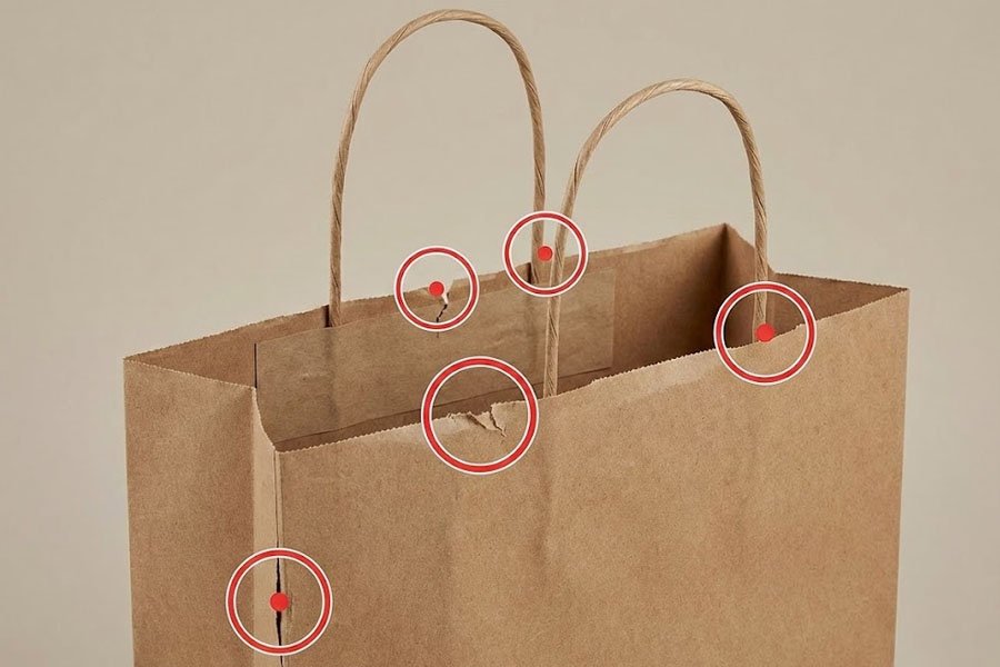 Points de défaillance typiques des sacs en papier mis en évidence