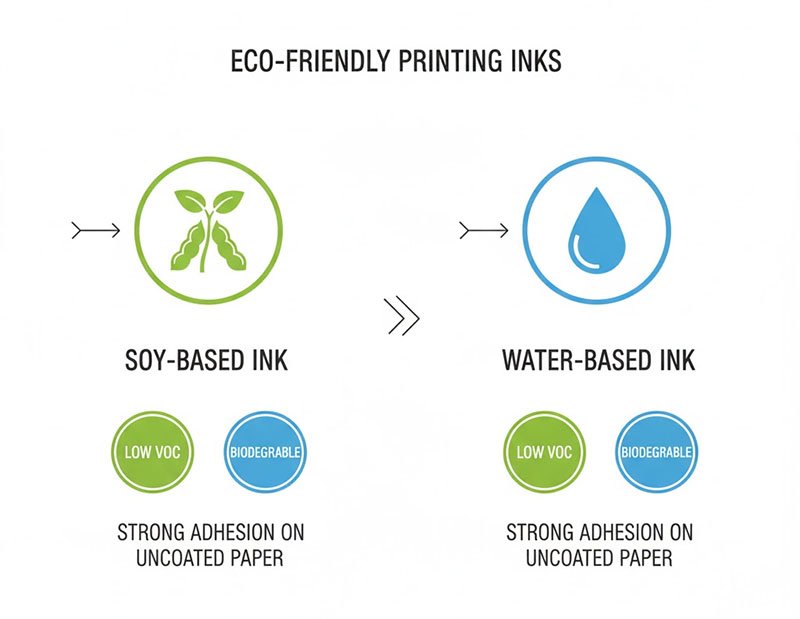 Infografik om soja- og vandbaseret blæk med lavt VOC-indhold
