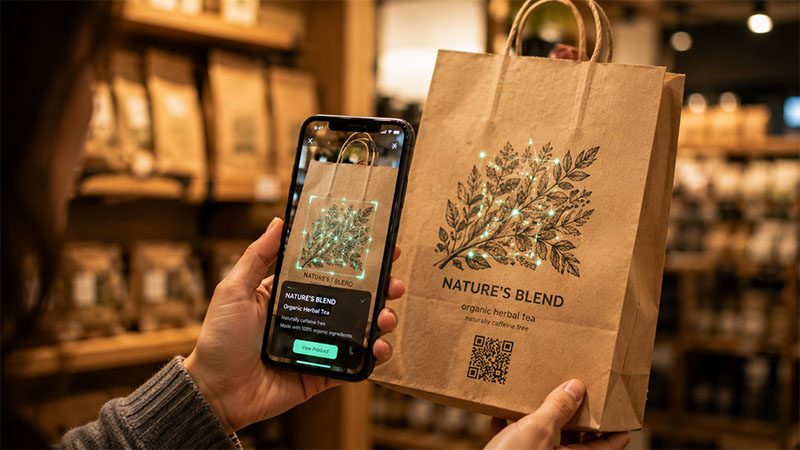 Augmented reality scanning paper bag in store