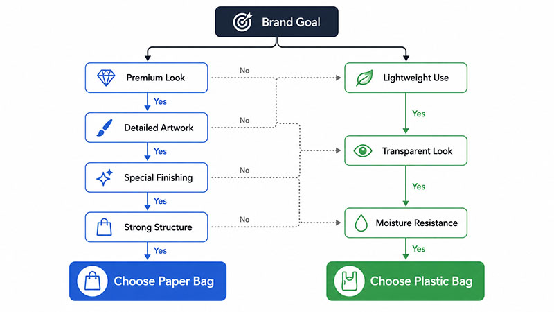 Paper plastic bag selection flowchart