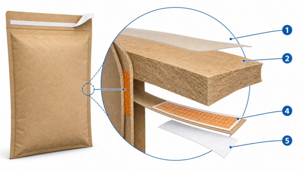 Converted paper mailer recyclability risk components